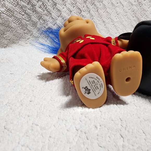 Vintage Trolls Russ Bellboy Luggage Red Suit Blue Hair Doll - Picture 3 of 3